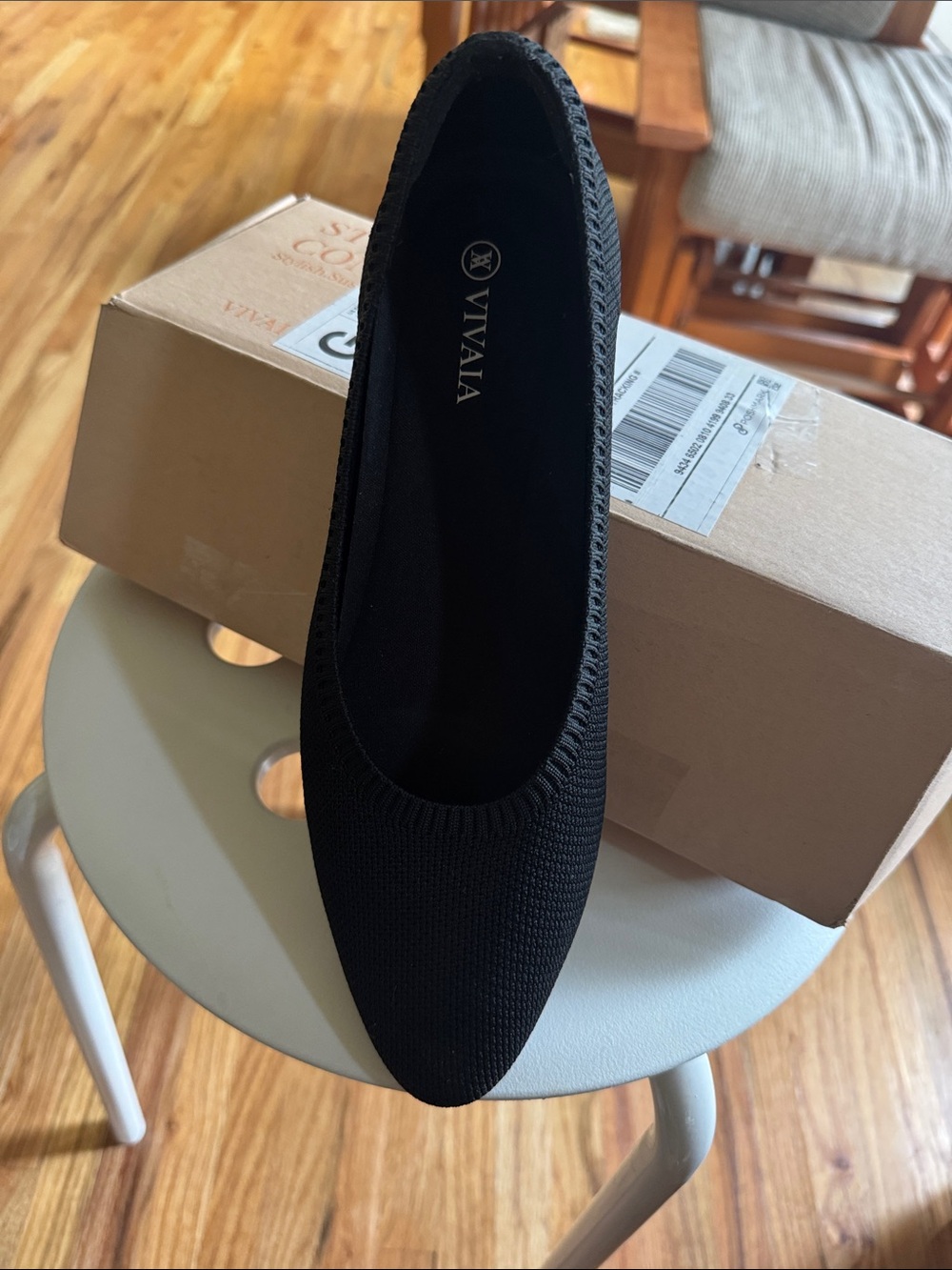 Vivaia Women’s Black Knit Slip-On Flats 8/8.5 38.5